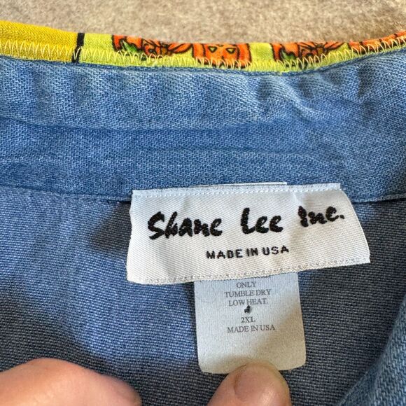 Vtg Shane Lee blue denim Halloween applique button up shirt Womens 2XL (fits XL) - Picture 4 of 8